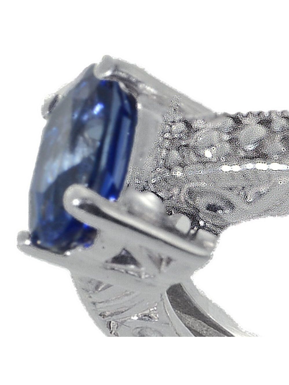 7x5 oval Sapphire Sterling Silver Ring - Picture 4 of 6